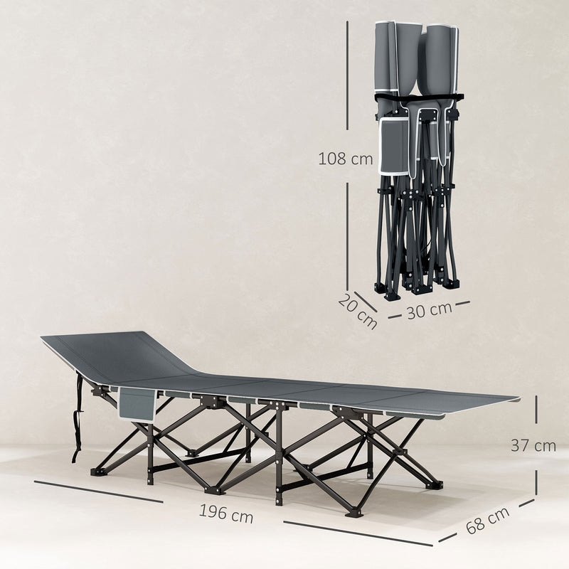 Lettino da Campeggio Pieghevole 196x68x37 cm con Poggiatesta Inclinato e Materasso Rimovibile Nero   