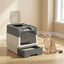 Lettiera per Gatti Chiusa 48x35x36 cm con Vassoio Estraibile Paletta e Deodorante in PP e ABS Grigio      