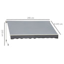 Tenda da Sole Avvolgibile a Parete 295x245 cm in Alluminio e Poliestere Grigio