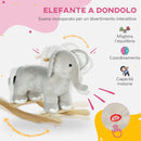 Cavallo a Dondolo per Bambini in Legno e Peluche Elefante Grigio  
