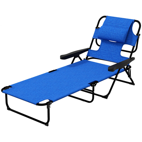online Lettino Prendisole da Giardino Pieghevole 72x194x31 cm in Acciaio e Tessuto a Rete Blu Scuro
