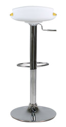 Sgabello con Alzata a Gas e Seduta Girevole in Polipropilene e Similpelle Vandi Bianco e Giallo