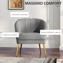 Poltrona Imbottita 71x72x75 cm in Velluto Grigio