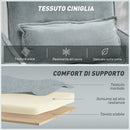 Poltrona Letto 3 in 1 con Schienale Reclinabile e Cuscino 88x84x87 cm Rivestimento in Ciniglia Grigio      