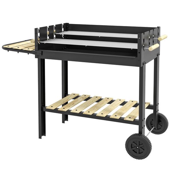 Barbecue a Carbonella 2 Griglie e 2 Ripiani 113x53.5x82.5 cm in Metallo e Legno Nera online