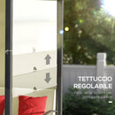 Set Salotto da Giardino Divano Angolare con Pergola Gazebo in Rattan Nero e Beige
