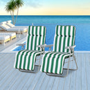 Set 2 Sedie a Sdraio da Giardino Sdraio Prendisole con Braccioli Reclinabili bianco e verde 