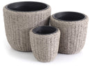 Set 3 Portavasi Tondi in Polyrattan Bauer Beige