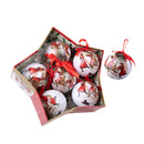 Set 12 Palline Decorative per Albero di Natale con bambini H7,5 cm Bianco/Rosso