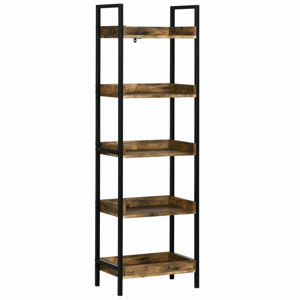 Bücherregal 5 Regale 48x30x155 cm aus Holz und rustikalem braunem Metall online