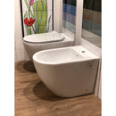 Coppia di Sanitari WC e Bidet a Terra Filo Muro in Ceramica 37,8x56,5x41cm Bianco