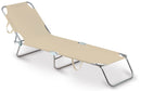 Lettino Prendisole da Giardino Pieghevole in Acciaio Beige