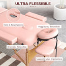 Lettino da Massaggio Pieghevole 210x81x67-92A cm con Poggiatesta Regolabile e Borsa di Trasporto in Legno e PVC Rosa      
