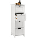 Mobile Bagno Cassettiera 4 Cassetti con Ripiano Legno MDF Bianco 30x30x82cm