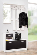 Mobile Ingresso Appendiabiti con Specchiera e Scarpiera in Truciolato Alfred Nero e Bianco