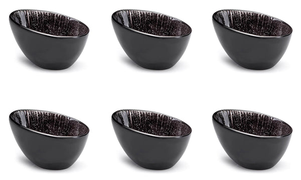 acquista Set 6 schräge Schalen 10,5x7,5x6 cm aus Steingut Kaleidos Sirius Black