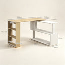 Scrivania Angolare con Piano Girevole a 360° e 5 Ripiani 120x110x74,5 cm in Truciolato Color Legno Bianco      