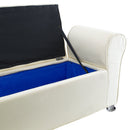 Panca Scendiletto 120x39x55 cm con Brillantini in Tessuto Effetto Velluto Beige