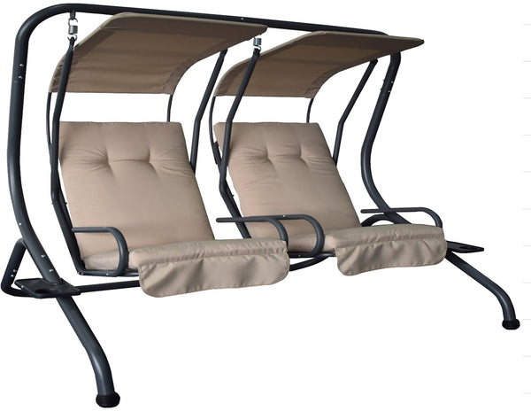 sconto 2-Sitzer-Gartenschaukelstuhl 135 x 170 x 170 cm aus Metall und taubengrauem Polyester