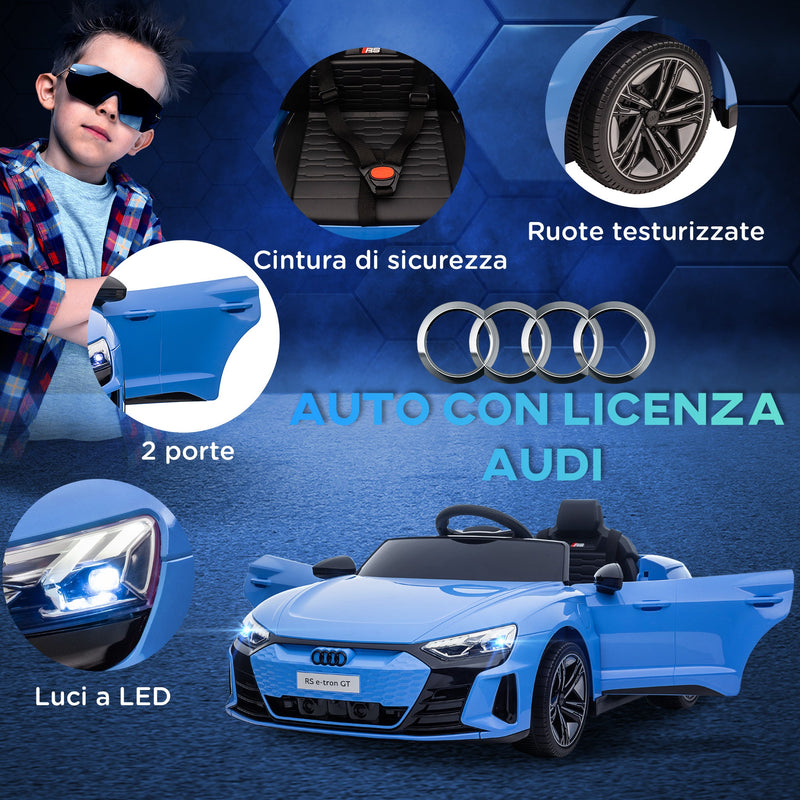 Macchina Elettrica per Bambini Licenza Audi RS con Telecomando Blu e Nero  