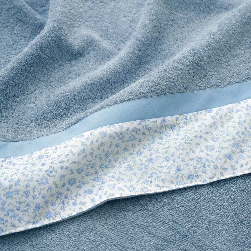 Set Spugna 4 Pezzi Asciugamani Viso + Ospite con Balza Stampata Garrini Emily Azzurro