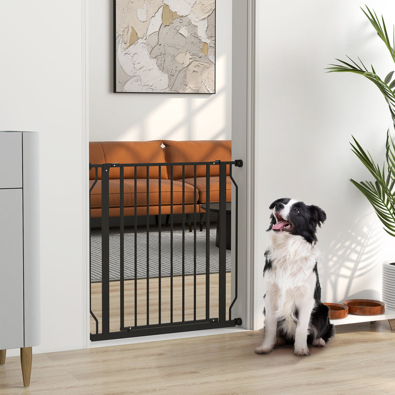 Cancelletto per Cani Estensibile e Regolabile 75-85x76 cm in Acciaio e ABS Nero   