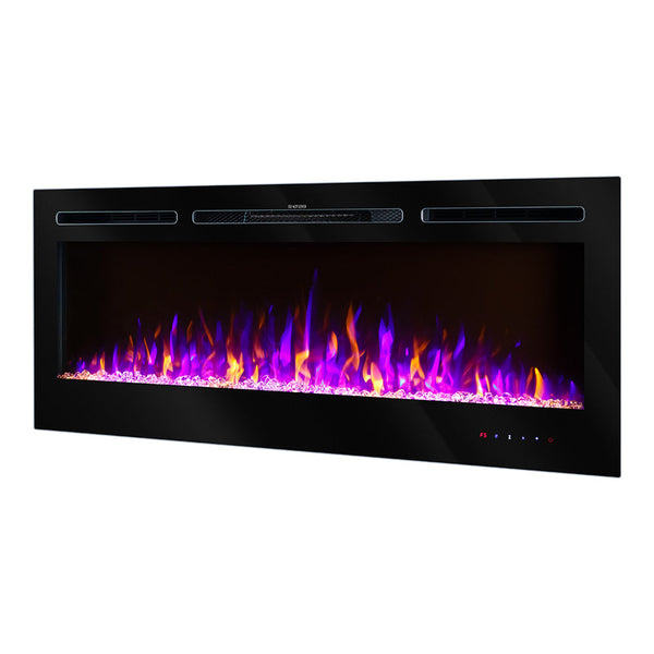 Camino Elettrico da Incasso 54,4x128x14 cm Effetto Fiamma 1500W Hermes Nero prezzo