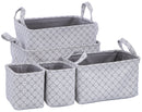 Set 5 Cestini Portatutto con Manici in Poliestere Grigio e Bianco