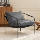 Poltrona da Salotto 74,5x75x77 cm con Cuscini Spessi in Pelle PU e Telaio in Metallo Grigio Carbone      