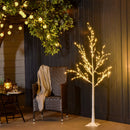Albero di Natale Bianco con Luci LED 20x20x150 Base Quadrata in Acciaio e Polipropilene