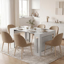 Tavolo Consolle Allungabile e Convertibile per 10 Persone 96-240x90x78 cm Rivestimento in Melamina Bianco      