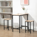 Set Tavolo con 2 Sgabelli in Legno e Acciaio  Nero