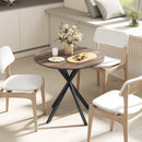 Tavolo da Pranzo Rotondo Stile Industriale Ø80x75 cm con Gambe a Croce in Acciaio Marrone      