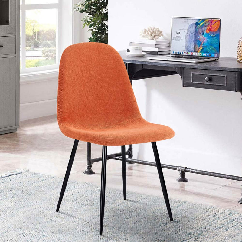 Set 4 Sedie da salotto Imbottite in Tessuto Bella Arancioni