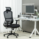 Sedia Direzionale da Ufficio 62x64x118/133 cm Ergonomica con Poggiabraccia Regolabili Nera