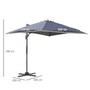 Ombrellone da Giardino Decentrato 2,5x2,5m in Alluminio Grigio