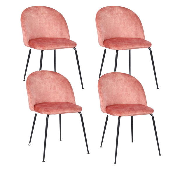 online Set mit 4 gepolsterten Stühlen 45 x 55 x 79 cm in hellrosa Samt