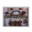 Quadro legno con led camino rettangolare cm 42x32x3