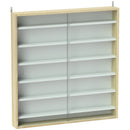 Bacheca Portaoggetti 80x9,5x83 cm a 5 Ripiani Regolabili con Ante in Vetro in Pannello di Particelle Bianco e Rovere      