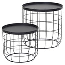 Set 2 Tavolini in Metallo Ø50x50 cm e Ø41,5x35,5 cm  Net Nero
