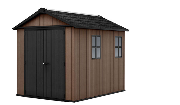 sconto Casetta Box da Giardino 230x287x246 cm Newton Plus 759/975 Doppia Opzione Montaggio in Resina Evotech+ Nero