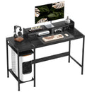 Scrivania Moderna con Supporto per Monitor e Ripiani a Giorno Regolabili 120x48x85,5 cm in Legno e Acciaio Nero 