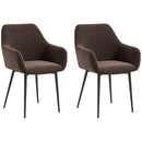 Set 2 Sedie Imbottite Stile Nordico 54x57x80 cm Tessuto Effetto Velluto Marrone 
