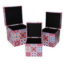 Set 3 Scatole in Similpelle fantasia multicolor quadro 