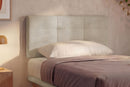 Letto Singolo con Rete Rivestita Microfibra Sabbia Tessis Testata Square Varie Misure