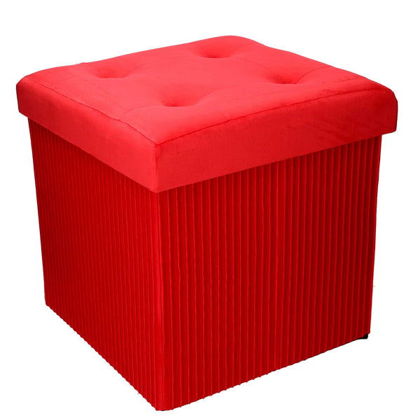 Pouf Contenitore Pieghevole 38x38xh38 cm in Velluto Rosso prezzo
