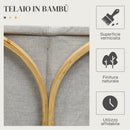 Cesto Portabiancheria 2 Sezioni con Coperchio 55x40x62 cm in Bambù e Poliestere Grigio 