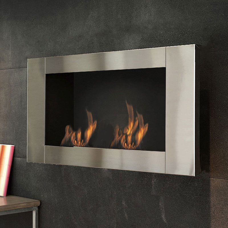 Camino a Bioetanolo da Parete 110x16x54 cm Grigio Silver