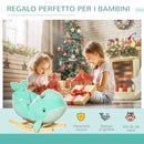 Cavallo a Dondolo per Bambini in Legno e Peluche Balena Turchese