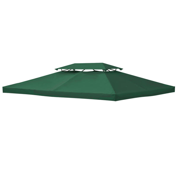 acquista Copertura per Gazebo a 2 Livelli con Cinghie e 10 Fori di Drenaggio 4x3m in Poliestere Verde